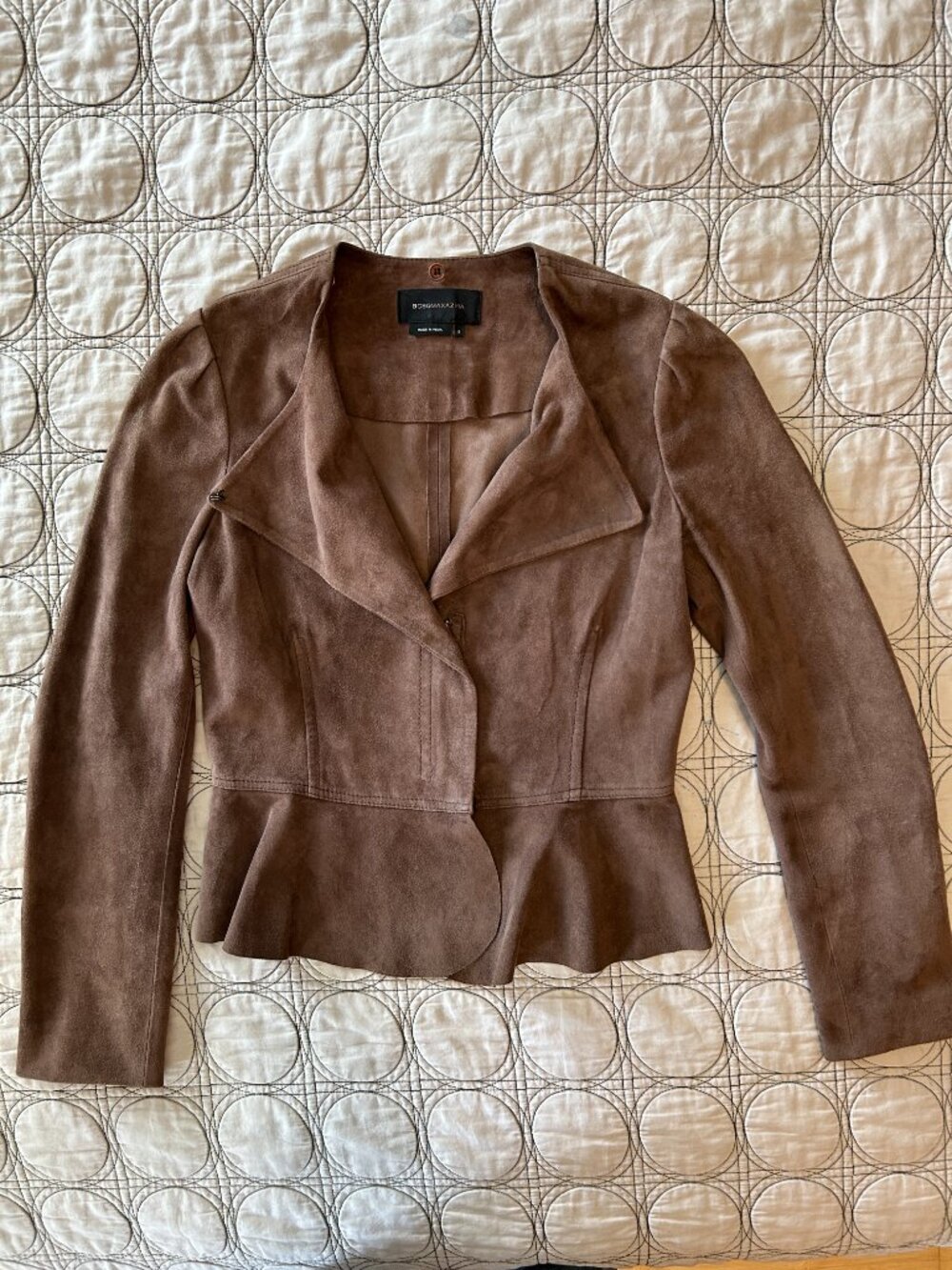 BCBG MaxAzria Chocolate Brown Suede Blazer Jacket S Small